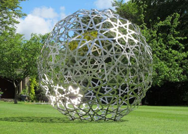 Metal Garden Ornaments Sphere Sculpture Stainless Steel Hollow Design