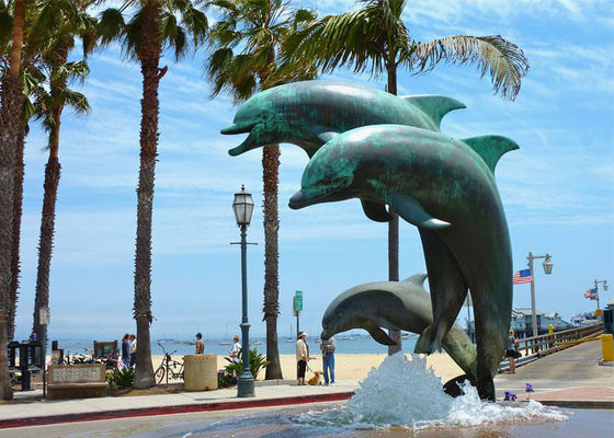 300cm High Patina Bronze Dolphin Sculpture For Landscape Decor