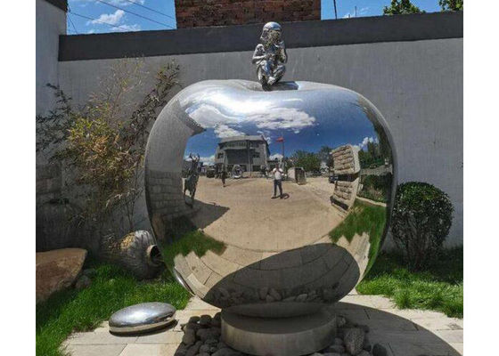 좋은 가격 외부 예술 디자인 추상적인 금속 정원은 스테인리스 사과 과일 조각품을 조각합니다 온라인으로