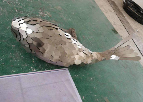 좋은 가격 현대 야외 큰 스테인레스 강 고래 조각 금속 동물 상 온라인으로