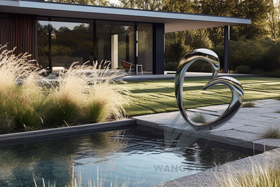 좋은 가격 정원 현대 미술 거울 닦은 사랑 심장 조각 온라인으로