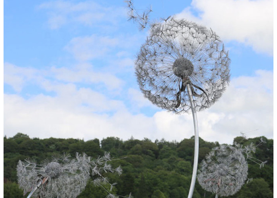 좋은 가격 커스텀 정원 공공 금속 예술 스테인리스 스틸 외관용 dandelion 조각 온라인으로