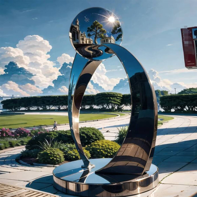 좋은 가격 대형 야외 정원 추상 예술 금속 거울 닦은 스테인리스 스틸 조각 호텔 야외 금속 공예품 온라인으로