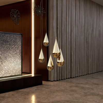 좋은 가격 맞춤형 현대 예술 스테인리스 스틸 황금 매달린 물방울 조각 온라인으로