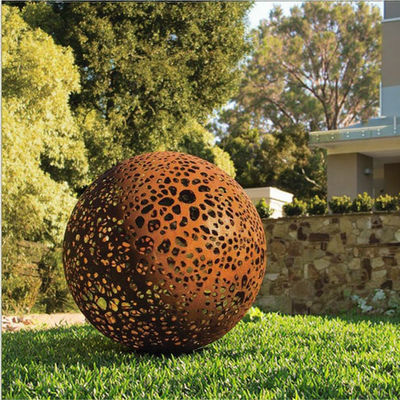 좋은 가격 Large Garden Decorative Weathered Corten Steel Rusted Hollow Metal Sphere 온라인으로