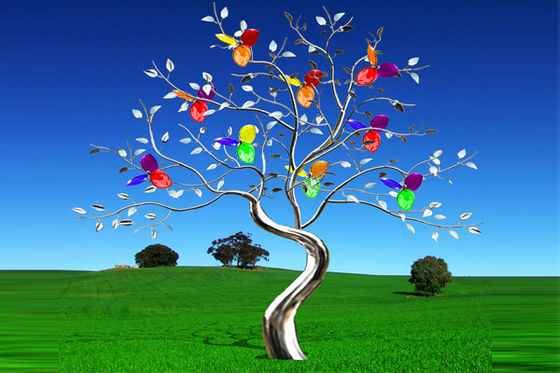 좋은 가격 정원 장식 사각을 두기를 위한 다채로운 그려진 스테인리스 나무 조각품 온라인으로