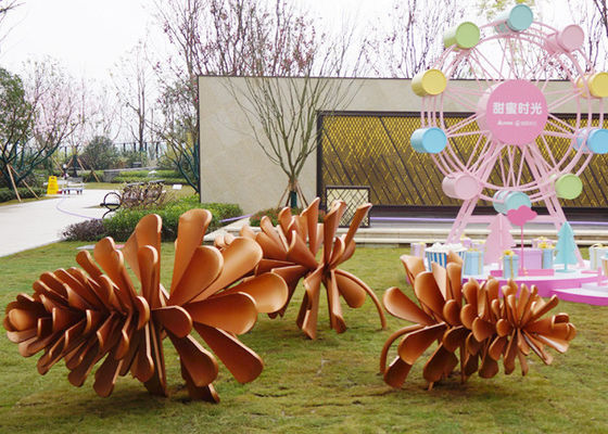 좋은 가격 정원 훈장을 위한 큰 밖으로 문 금속 소나무 콘 조각품 스테인리스 온라인으로