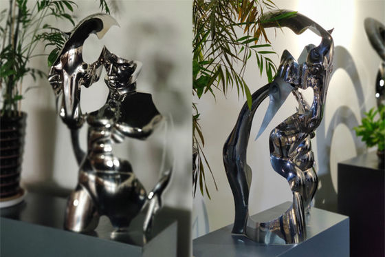 좋은 가격 100cm 높이 거울 닦은 SS316 사람의 얼굴 말 머리 조각품 온라인으로