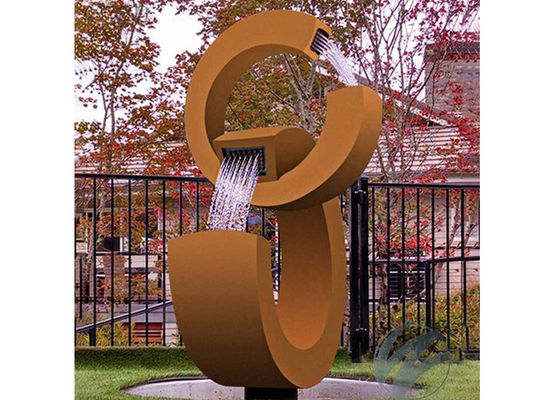 좋은 가격 현대 녹이 스는 코르텐 강 물 특징 정원 분수 2C 형상 온라인으로