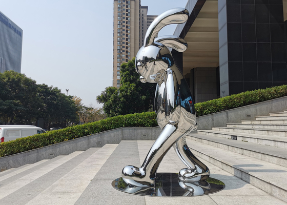 동시대 정원 장식 스테인레스 강 토끼 조각
