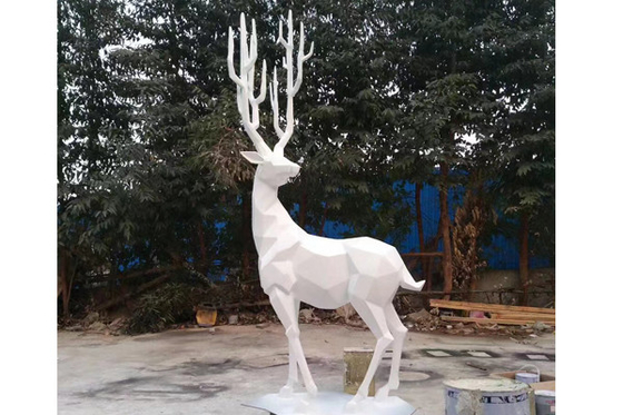 동물 조각물 야외 유리 섬유 사슴 동상 흰색