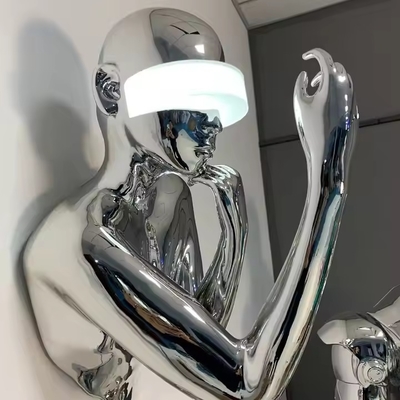호텔 로비 전시실용 현대 크리에이티브 조각 벽 램프 LED 레이디 스테인리스 스틸 장식