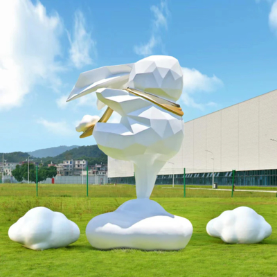 좋은 가격 가장 좋은 기하학적 토끼 구름에 유리섬유 조각 - 200cm H 야외 예술 온라인으로