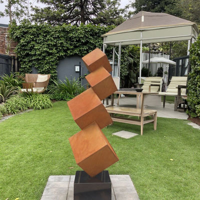 좋은 가격 Modern Outdoor Garden Decorative Rusted Corten Steel Tiered Cube Sculpture 온라인으로