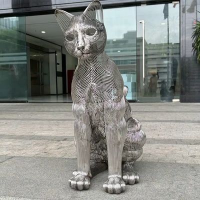 좋은 가격 Modern Art Cat Animal Decorative Metal Stainless Steel Sculpture Outdoor Large Statue Factory 온라인으로