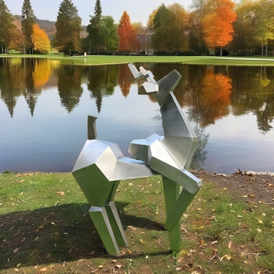 좋은 가격 Outdoor Geometric Deer Statue Modern Stainless Steel Yard Art Ornament 온라인으로