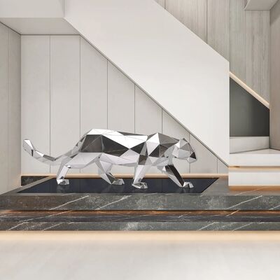 좋은 가격 Modern Geometric Leopard Sculpture - Mirror Polished Stainless Steel Art Statue for Home & Office Decor 온라인으로