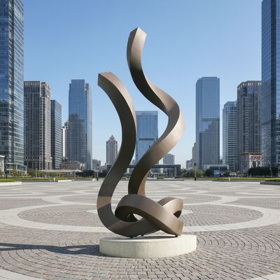 금속 의 움직임 을 담은 손으로 조각 된 스테인레스 스틸 리본