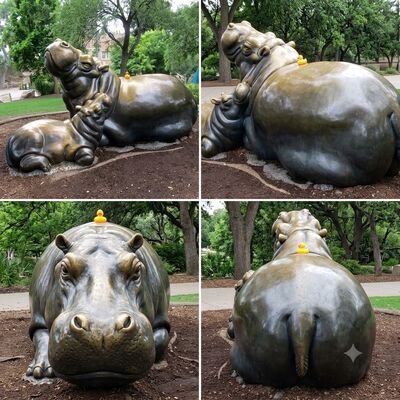 좋은 가격 Bronze Mother and Baby Hippo Sculpture 온라인